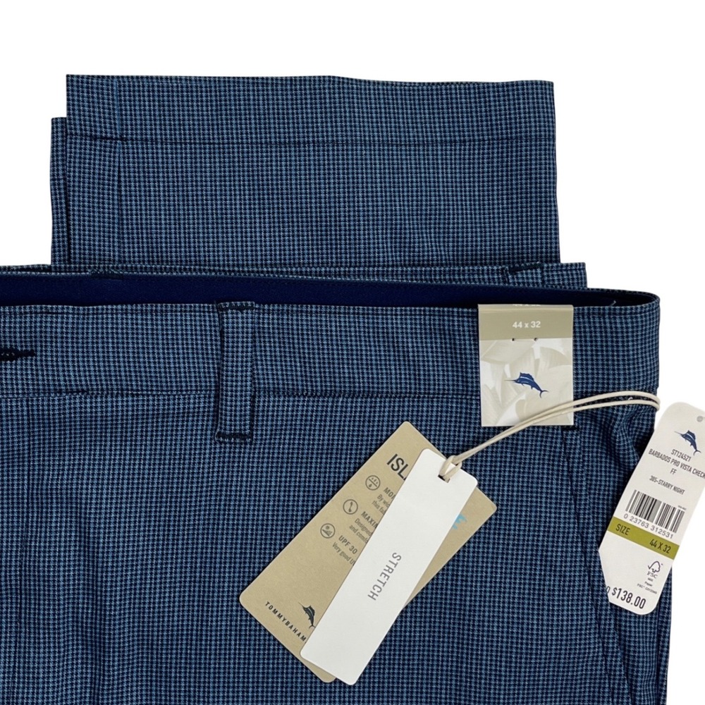 Tommy Bahama Barbados Pro Vista Check IslandZone® Pants 44x32 Blue New With Tags